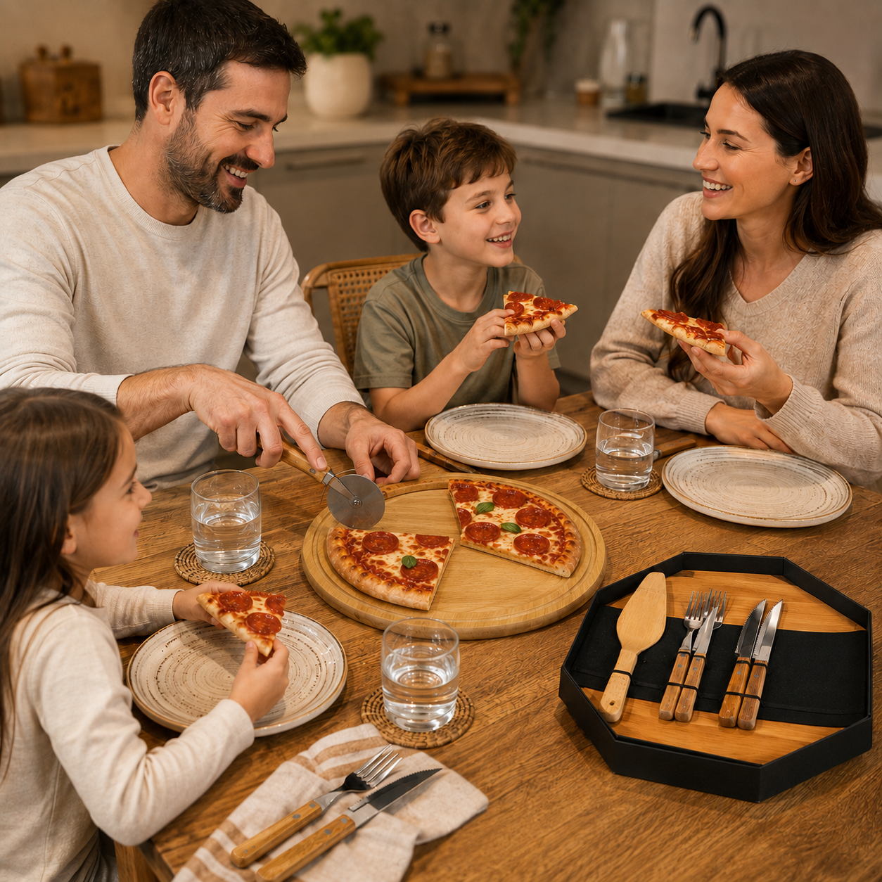 Conjunto para Pizza em Bambu 35 cm com 11 Peças