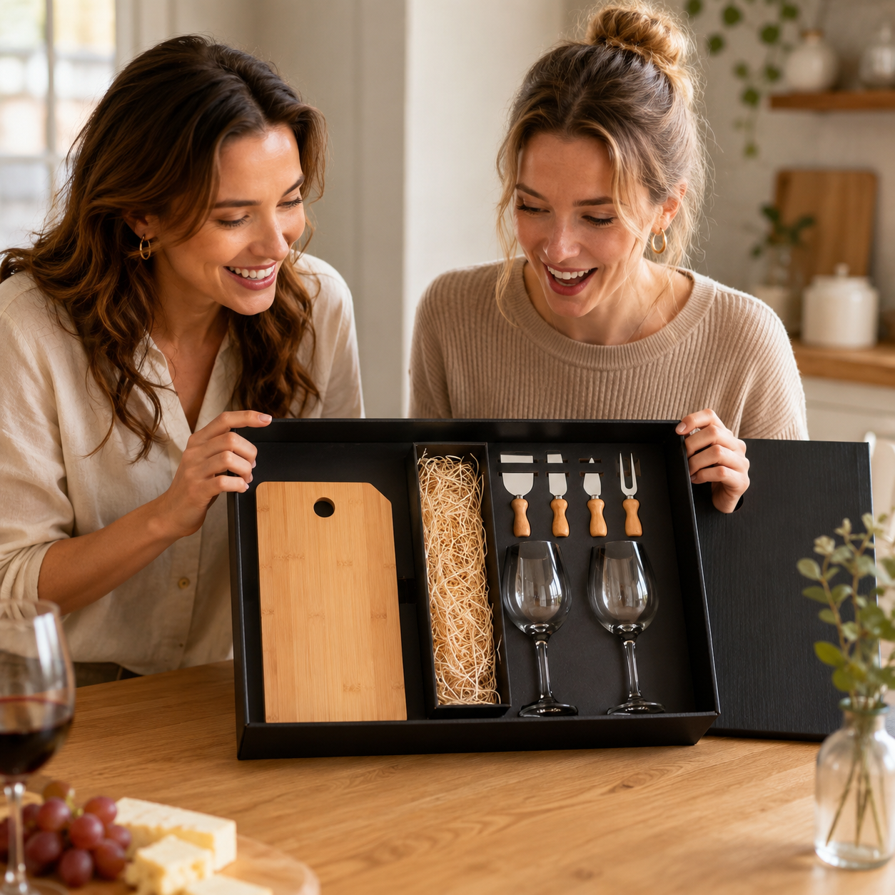 Kit Queijo e Vinho Presente Completo | 8 Peças