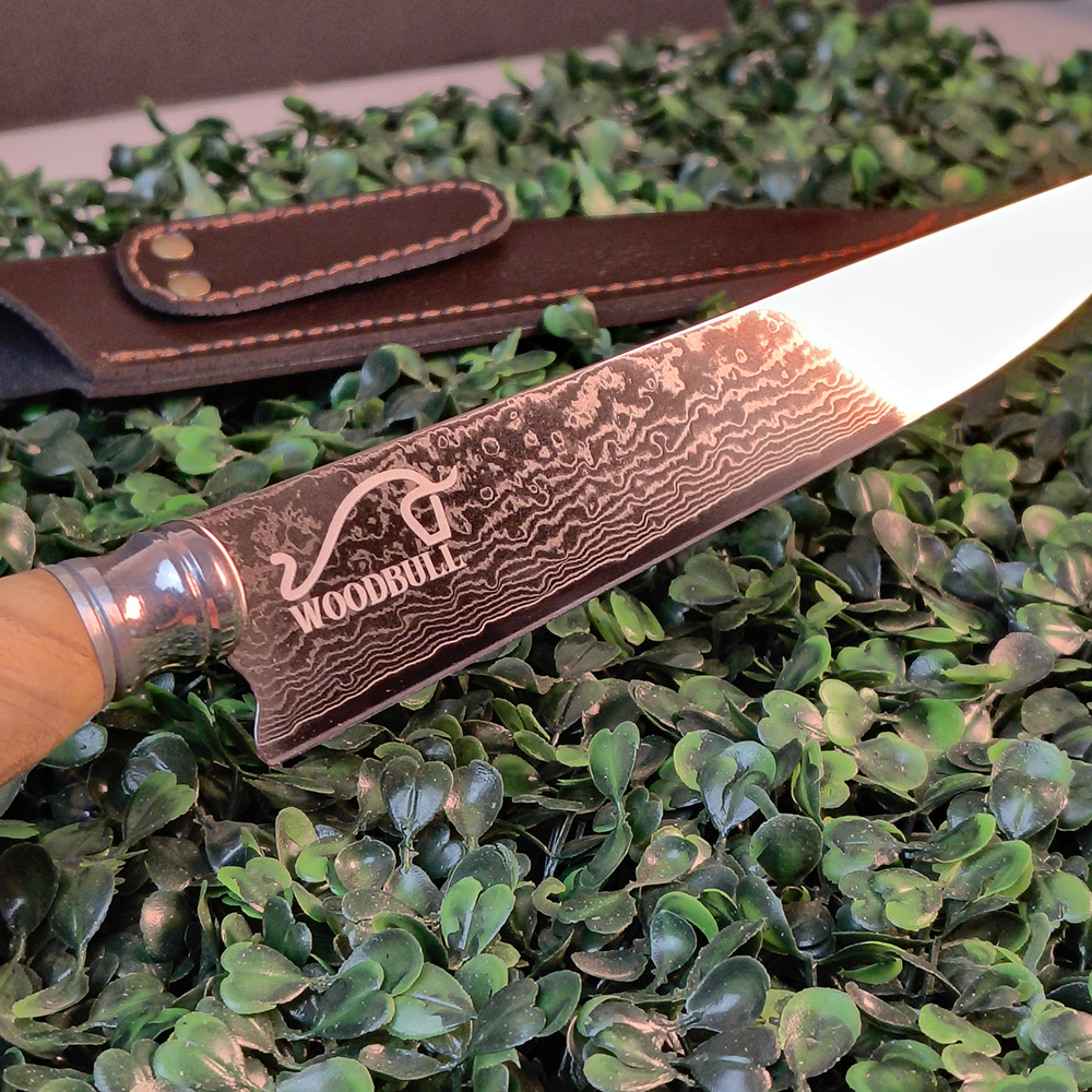 Faca Aço Damasco 7" Artesanal Personalizada com Bainha