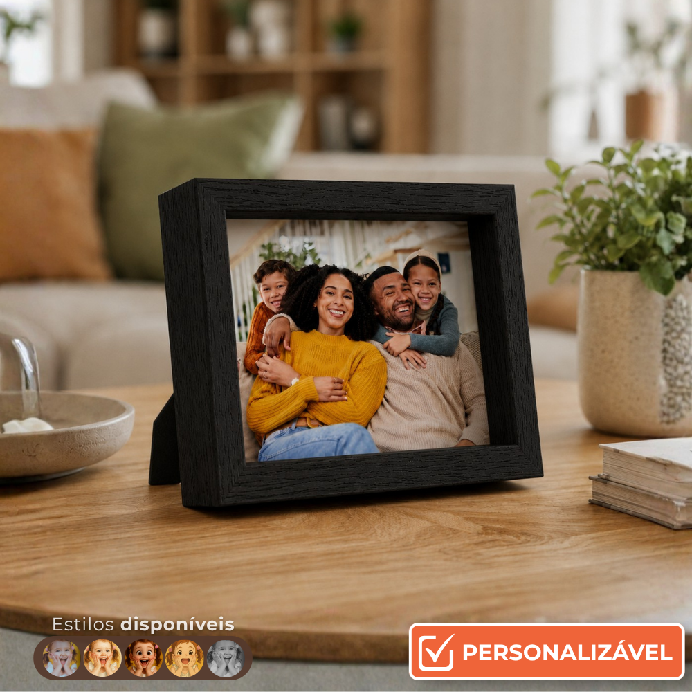 Porta-Retrato Personalizado 10x15 cm | 1 Unidade | Horizontal/Vertical | Preto, Marrom ou Maple