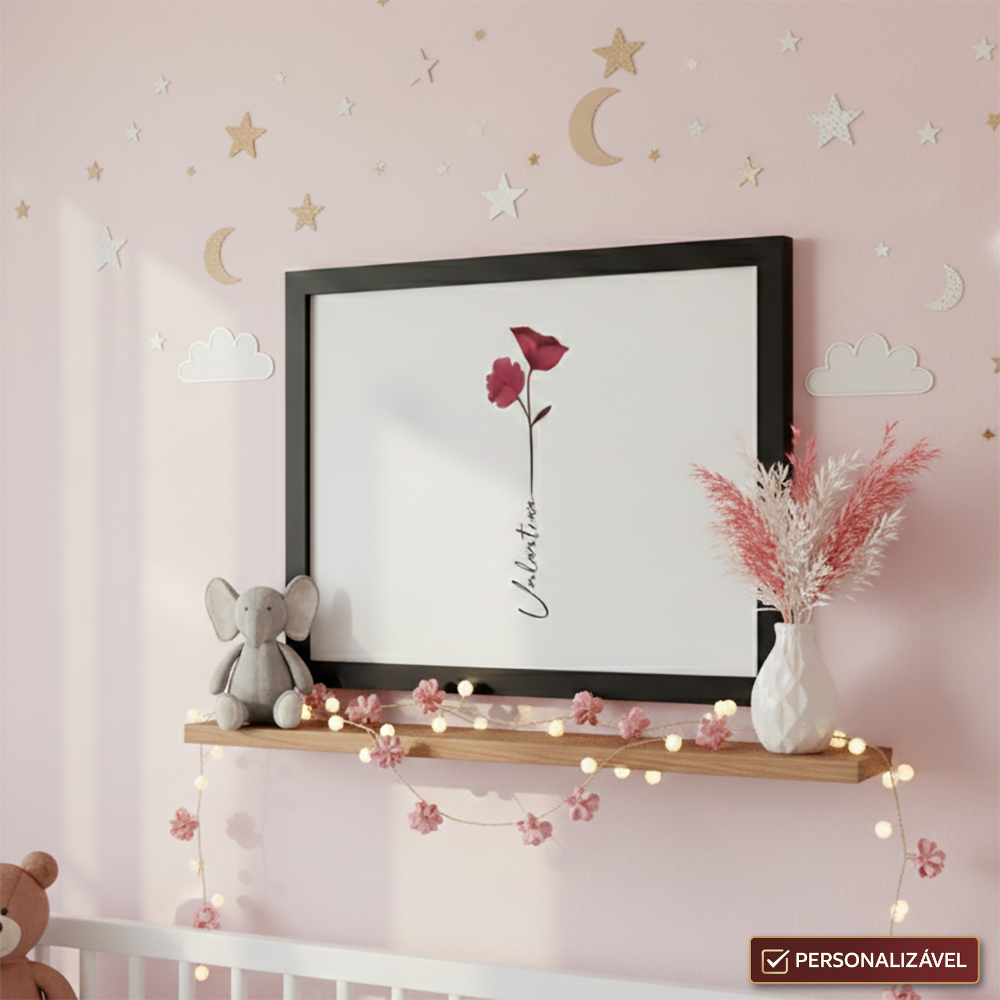 Quadro Personalizado Flores | Moldura Preto, Branco ou Prata