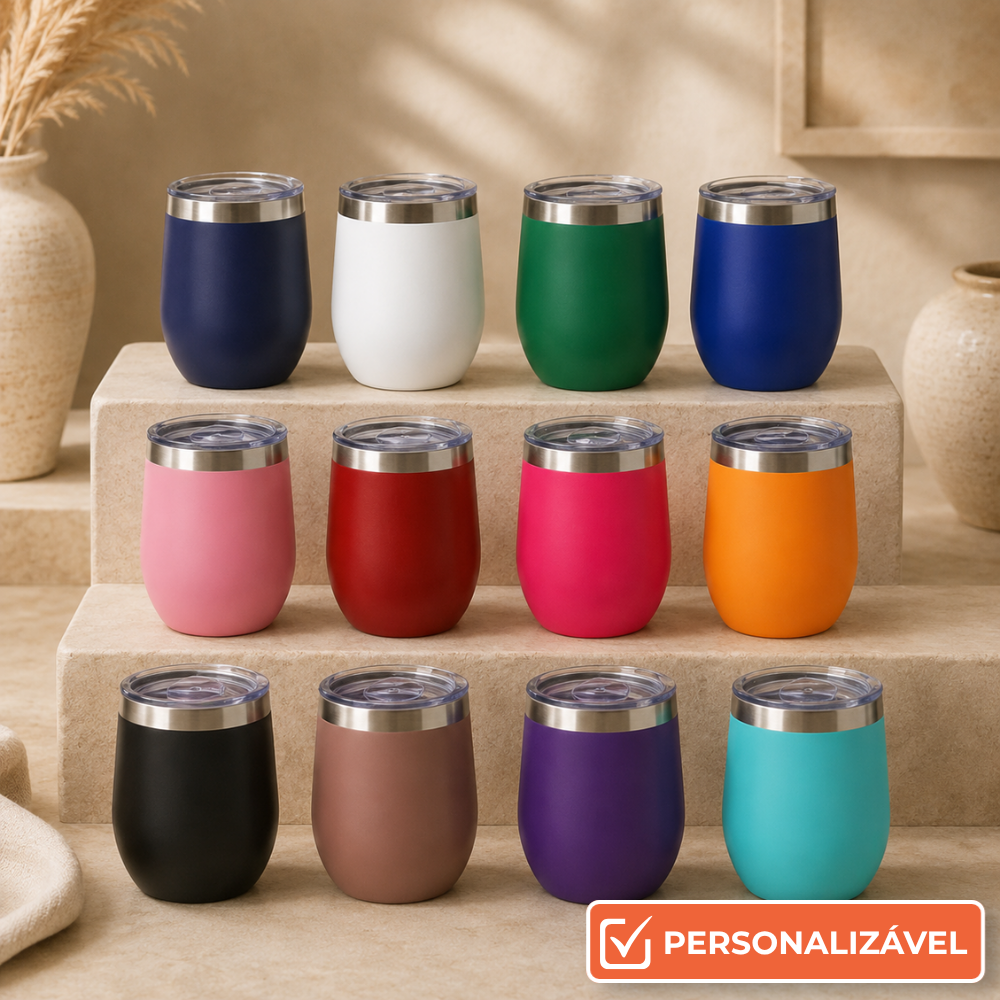 Copo Cuia Térmico 360ml Inox com Tampa Vedada Bebidas Quentes ou Geladas por Horas