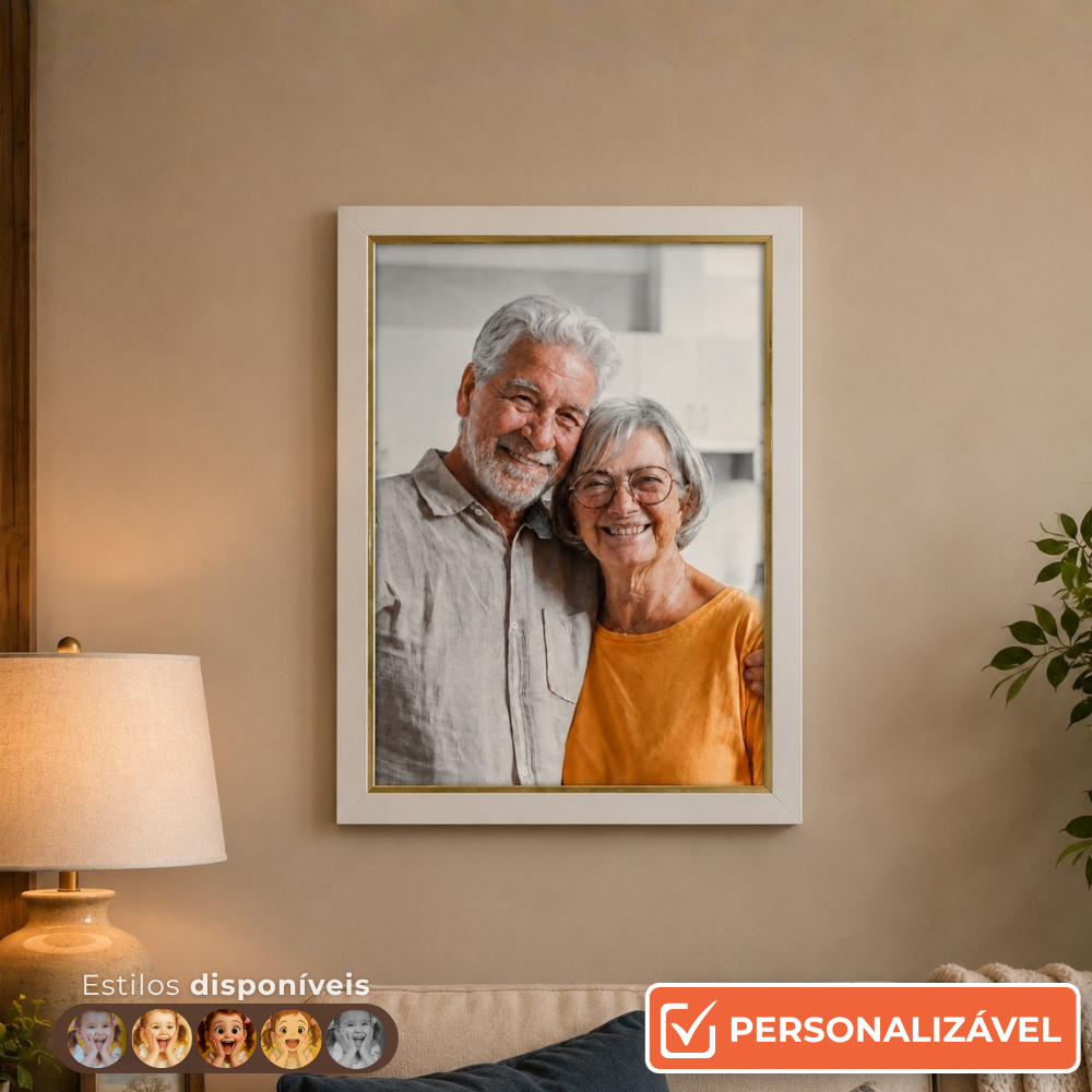 Moldura Personalizada com Foto 29x7x42cm | Com Vidro | Laqueada Gesso com Filete Dourado