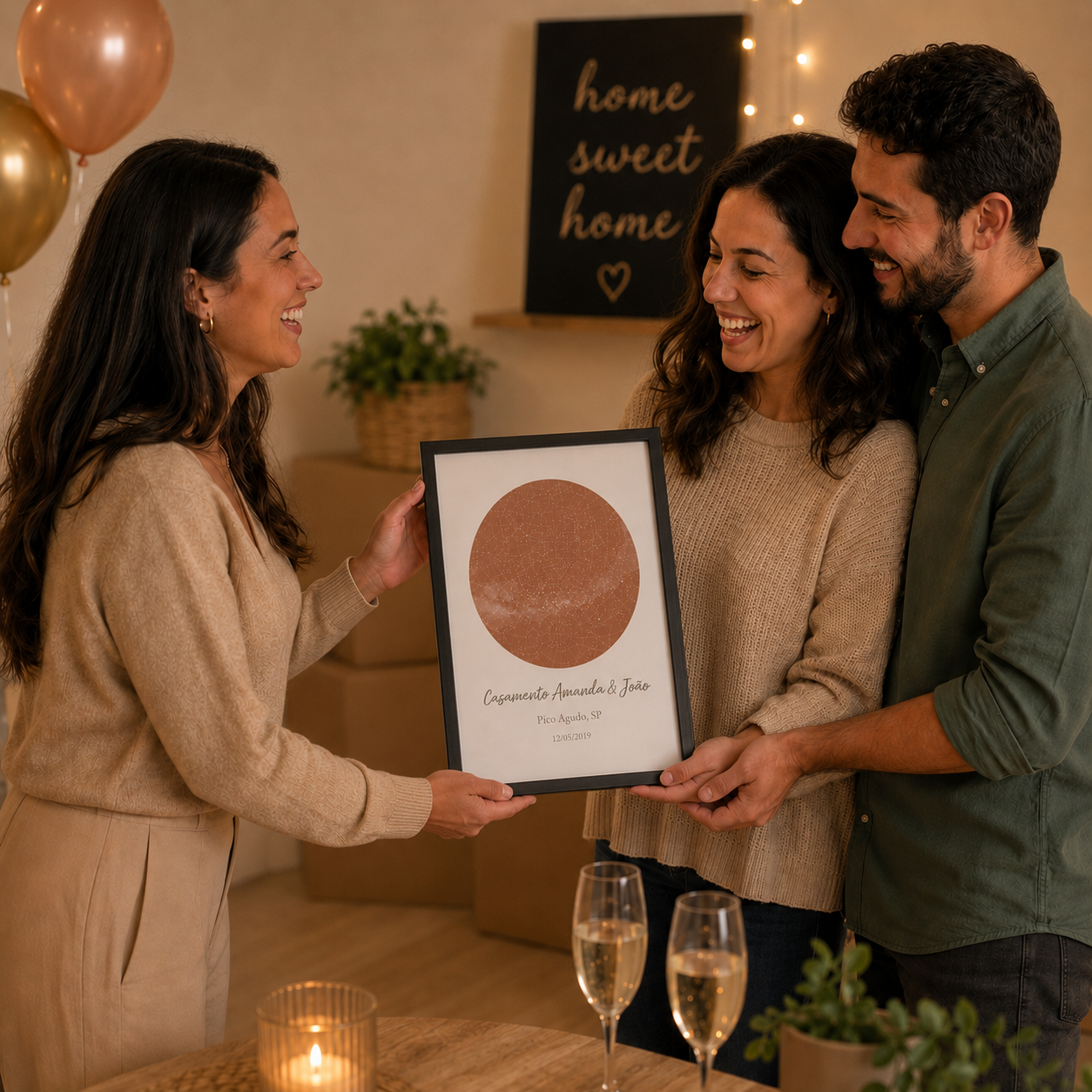 Mapa Estelar Personalizado com Data e Mensagem | Presente Especial