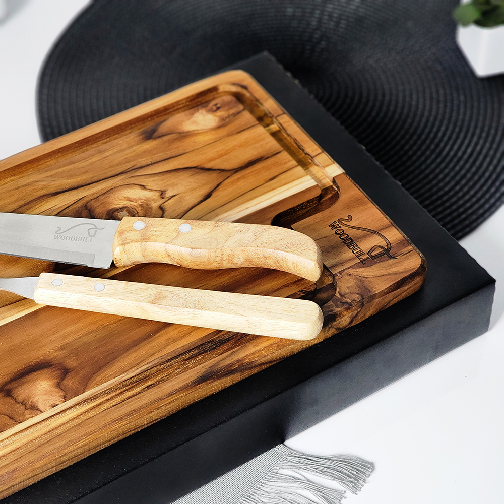 CONJ. PARA CHURRASCO MADEIRA - TECA - 3 PCS