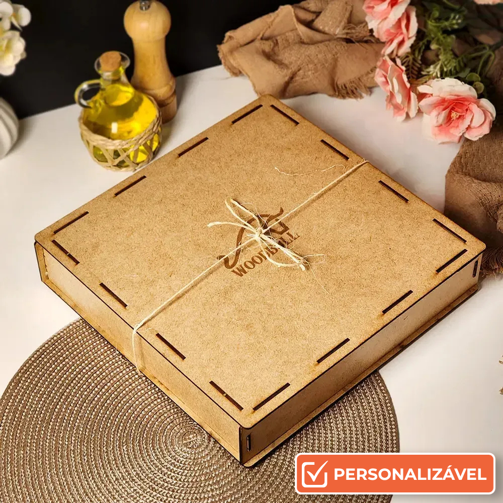 Caixa Para Presente Personalizada Madeira MDF 30x30x5 cm