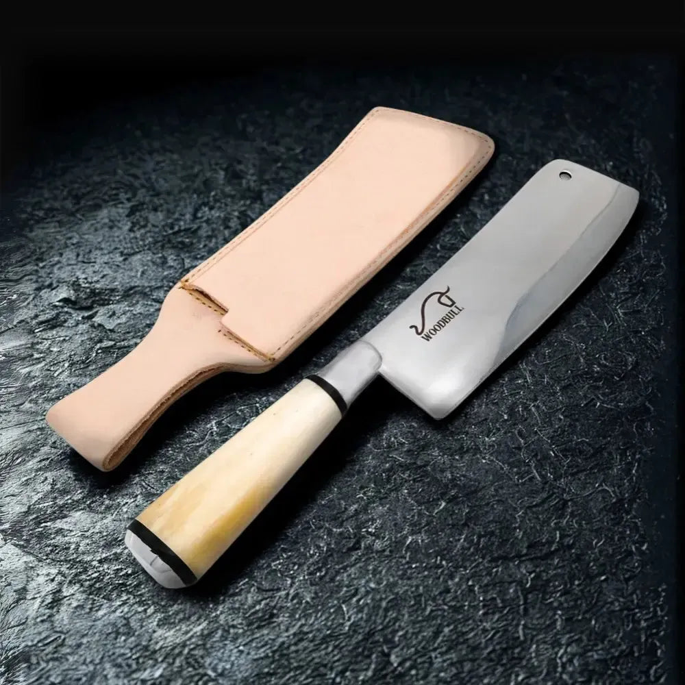 Cutelo Inox Artesanal Personalizado Cabo Osso Chifre c/ Bainha