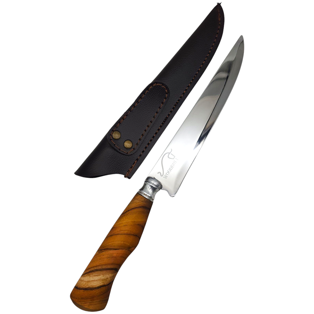Faca para Churrasco Personalizada Inox Artesanal Cabo Madeira 7″ c/ Bainha