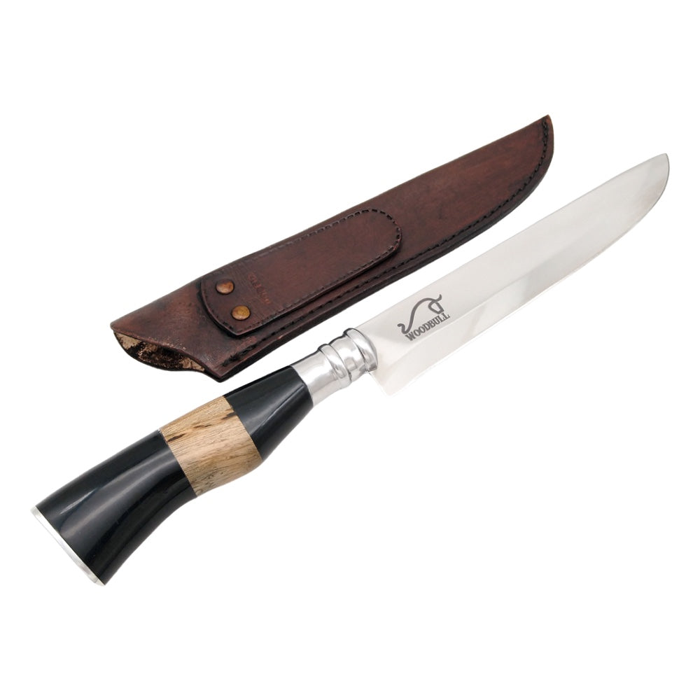 Faca para Churrasco Personalizada Inox Artesanal Chifre Madeira 8" c/ Bainha