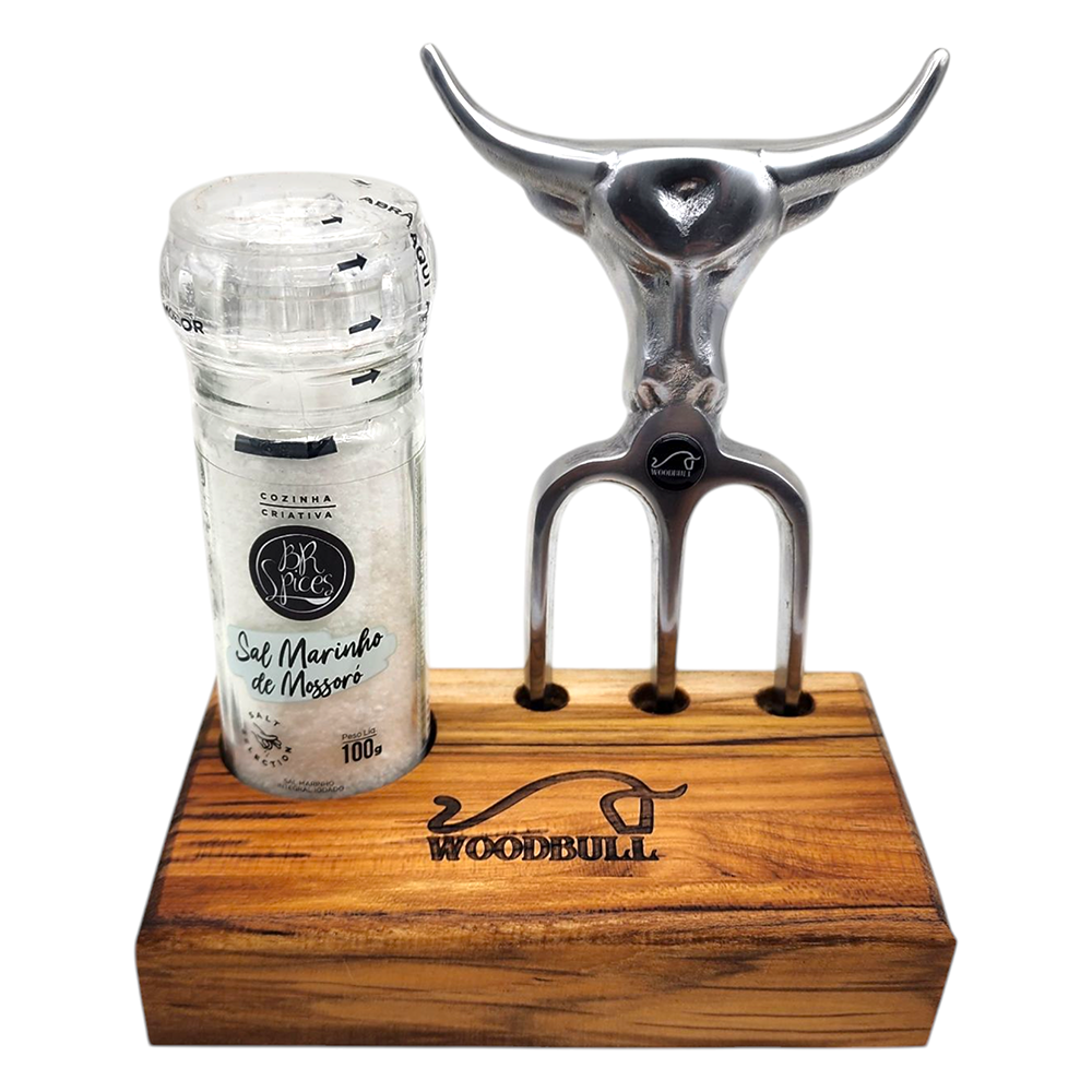 Garfo Tridente Churrasco Personalizado Moedor Já Com Sal