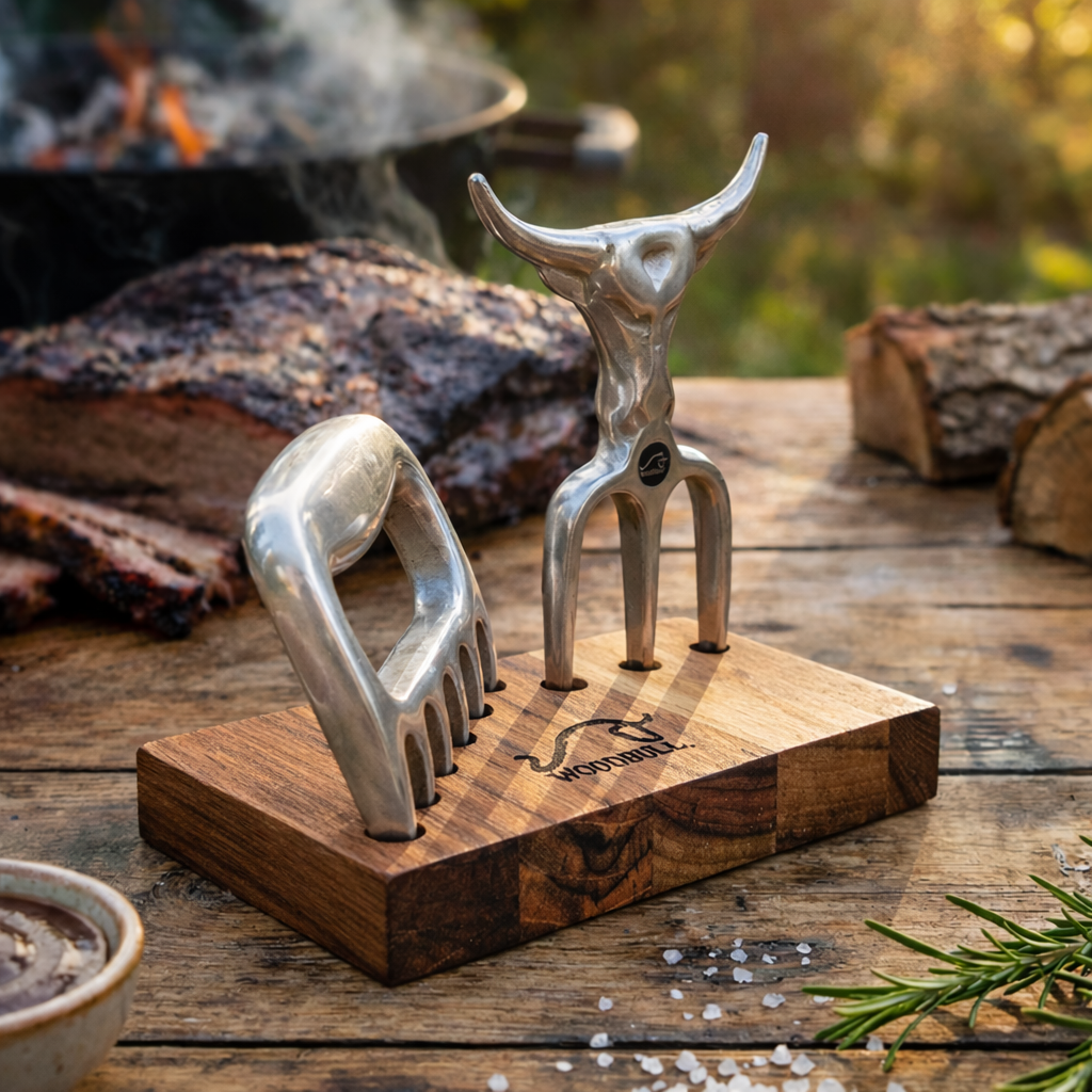 Garfo Tridente Churrasco c/ Garra de Urso Alumínio Personalizado