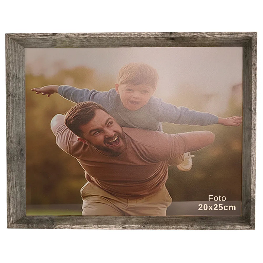 Porta-Retrato Personalizado com Foto 20x25 cm | Linha Madrid Prata e Marrom Claro | Horizontal