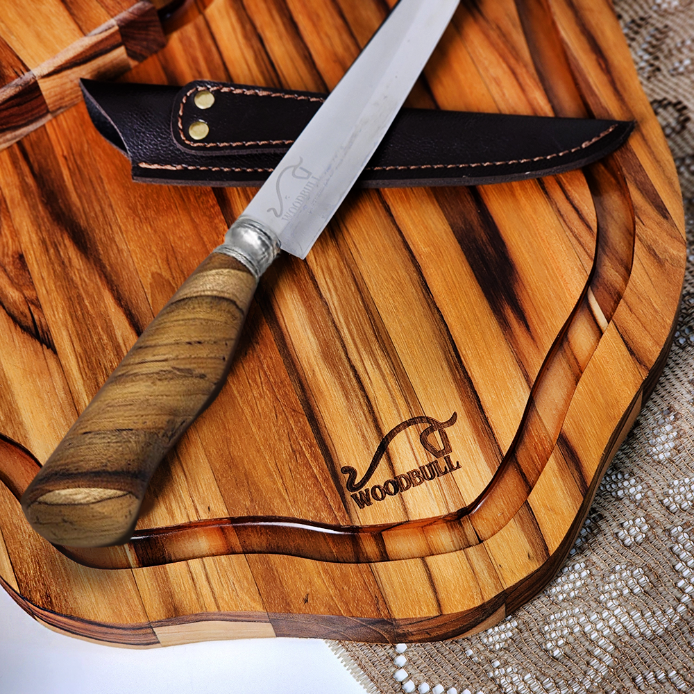 Kit Churrasco Personalizado WOODBULL Faca 7" + Acessórios p/ Presente