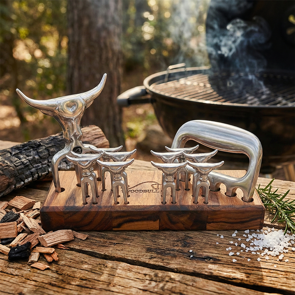 Kit Garfo Tridente + Garra de Urso 10 Garfos Petisco Churras