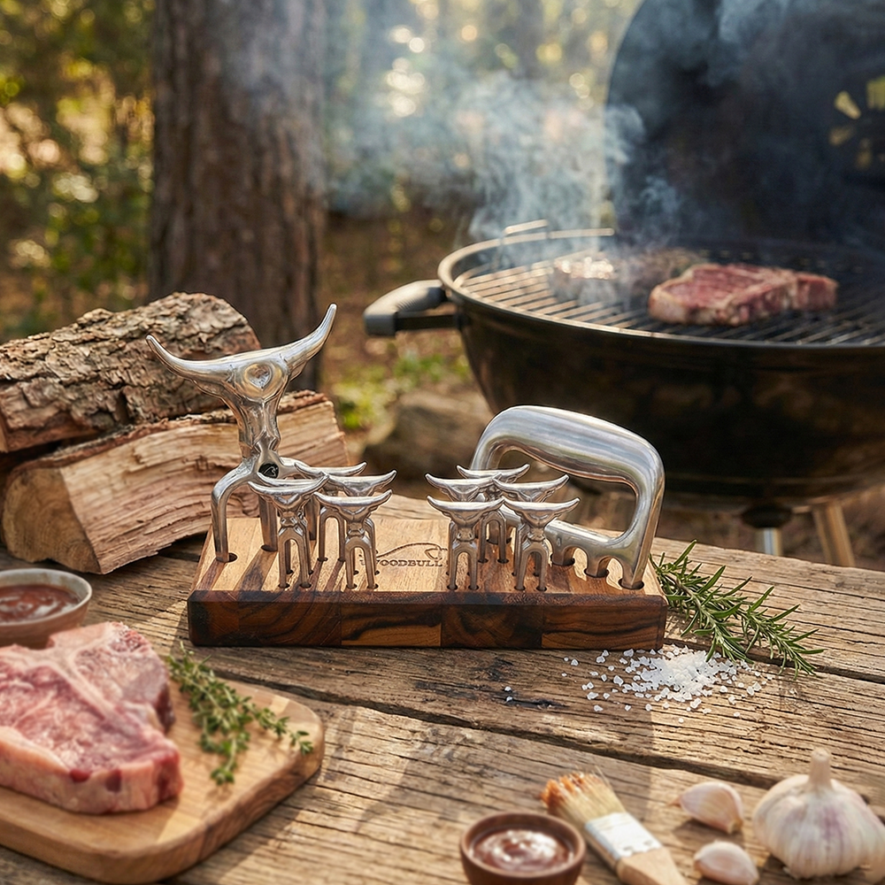 Kit Garfo Tridente + Garra de Urso 10 Garfos Petisco Churras