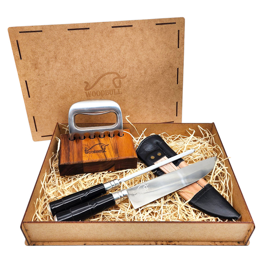 Kit para Churrasco Personalizado Faca Chaira Garra de Urso