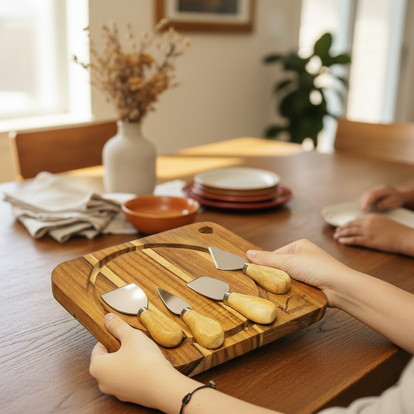 Kit para Queijos e Petiscos com Tábua | Ideal para Presentear