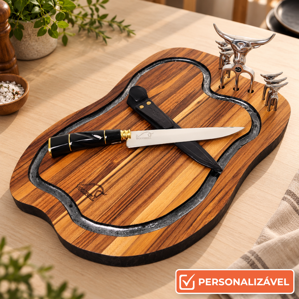 Kit para Churrasco Personalizado Artesanal Damascus Design
