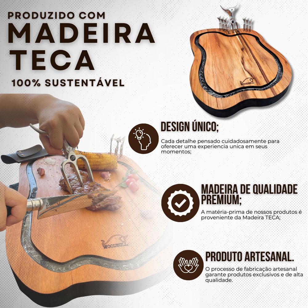 Kit Churrasco Personalizado Artesanal Damascus BBQ