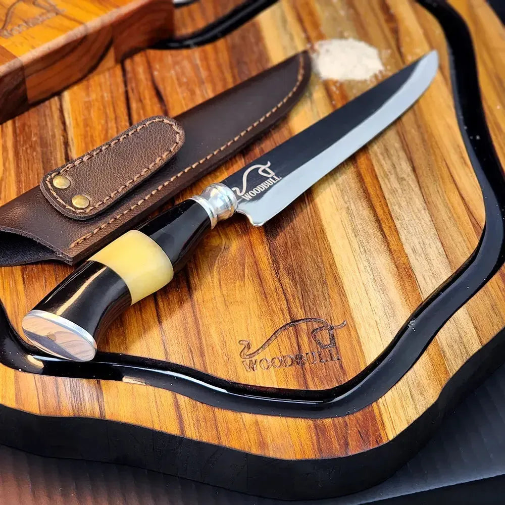 Kit para Churrasco Personalizado c/ Garra de Urso Faca 7" + Caixa p/ Presente