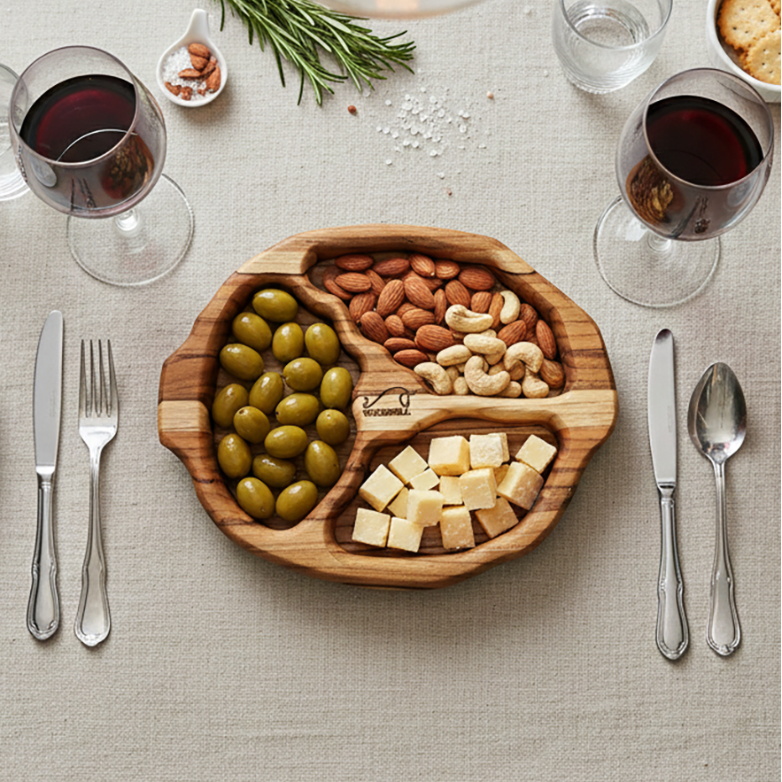 Petisqueira c/ 3 Divisões em Madeira Teca Petiscos e Frios