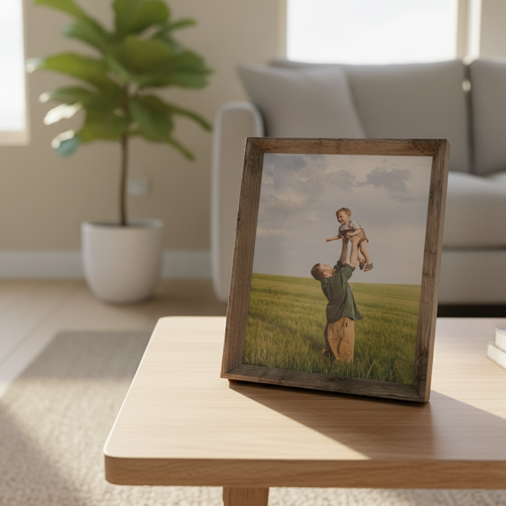 Porta Retrato 20X25cm Personalizado Linha Madrid Prata/ Marrom Claro