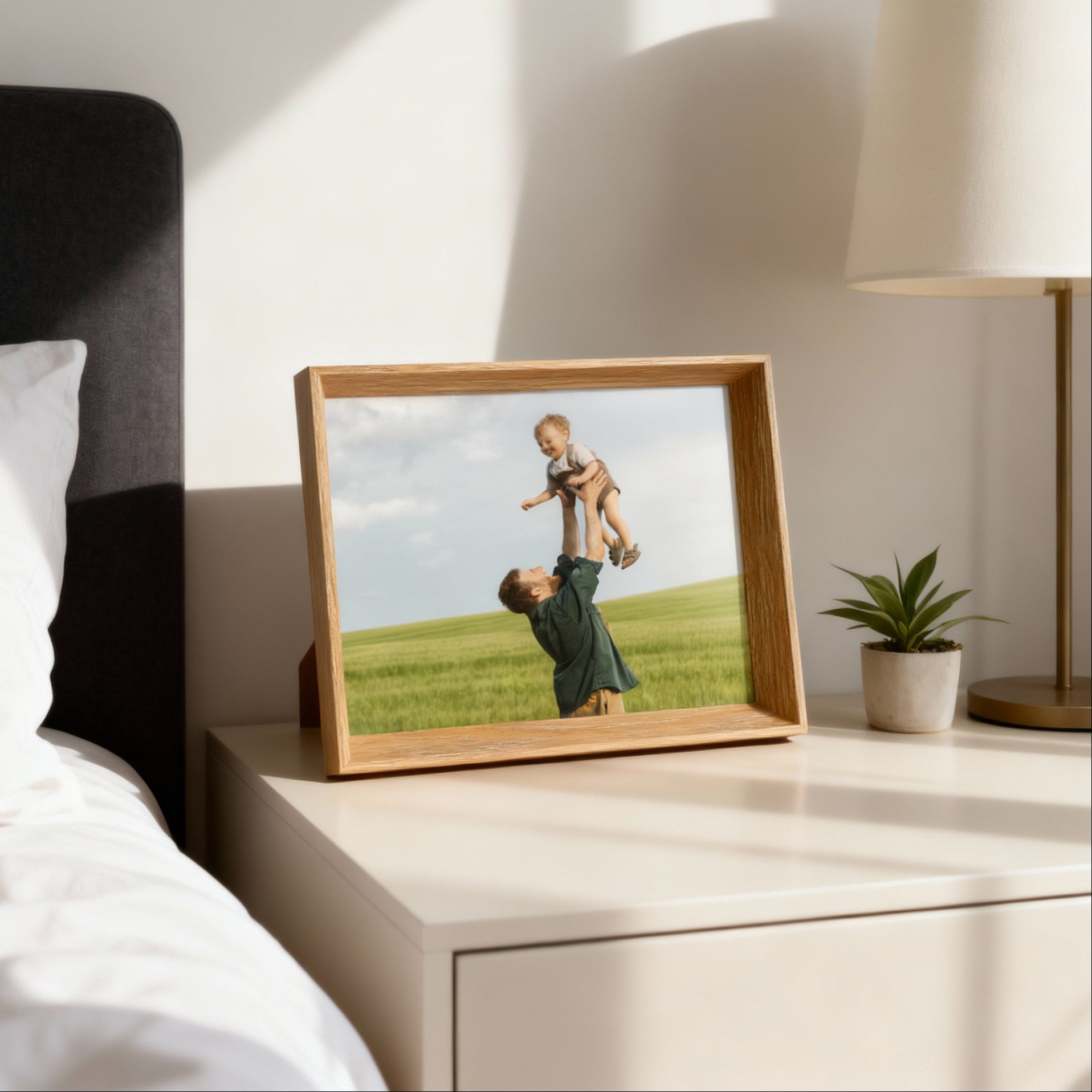 Porta Retrato 20X25cm Personalizado Linha Madrid Prata/ Marrom Claro - HORIZONTAL