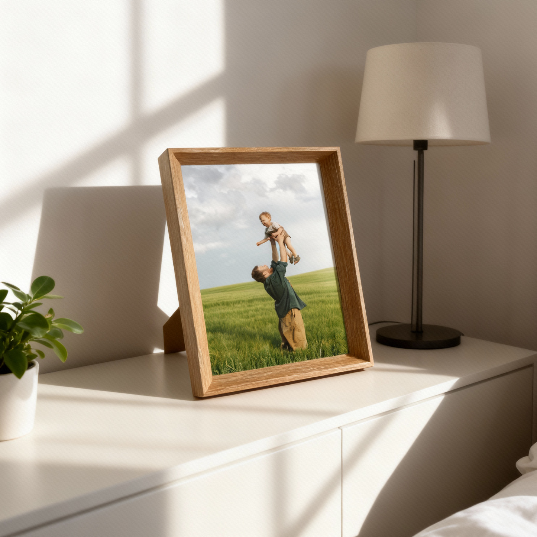 Porta Retrato 20X25cm Personalizado Linha Madrid Prata/ Marrom Claro