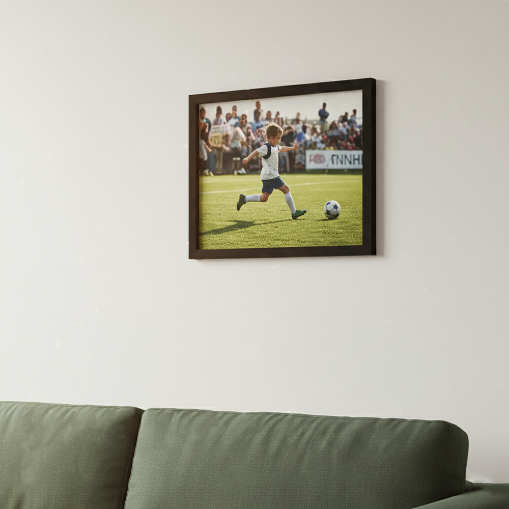 Porta Retrato Vertical 21X29.7 cm Personalizado c/ Vidro Preto/ Branco/ Prata - HORIZONTAL