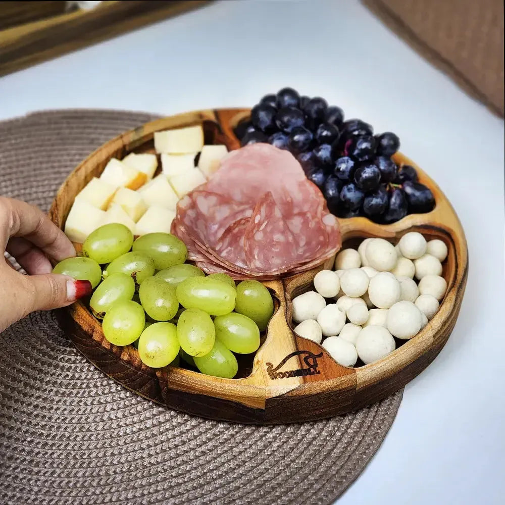 Petisqueira Redonda Madeira Nobre 5 Divisórias Frios Churras