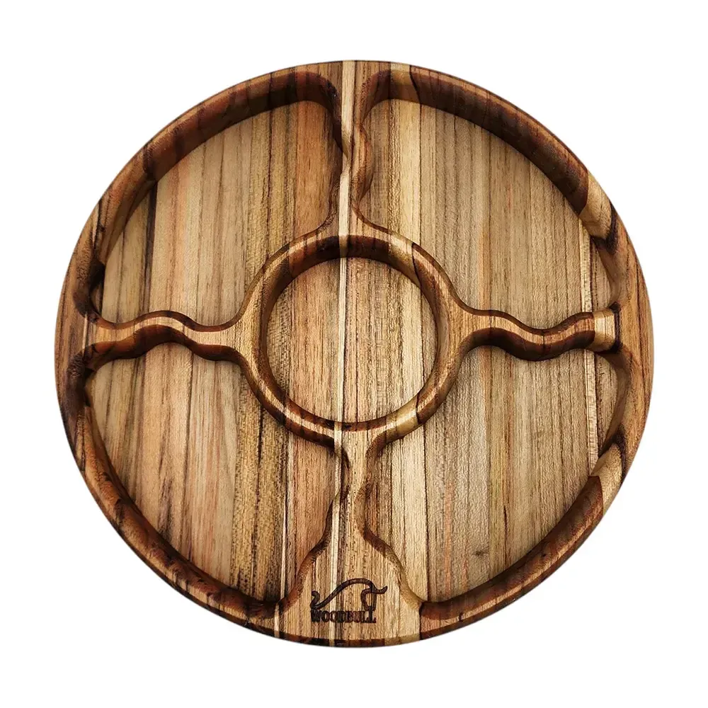 Petisqueira Redonda Madeira Nobre 5 Divisórias Frios Churras