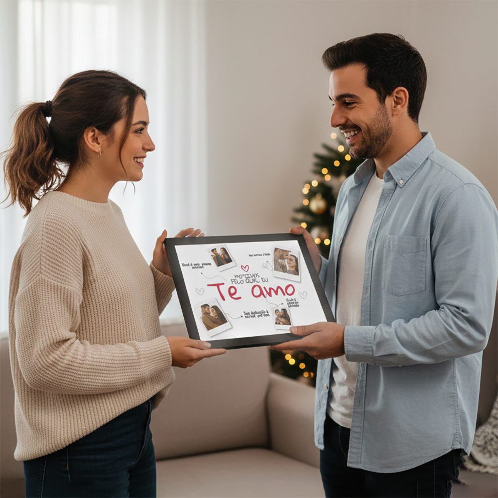 Quadro Motivos Personalizado com Foto 21x29,7 cm | Com Vidro | Preto, Branco ou Prata