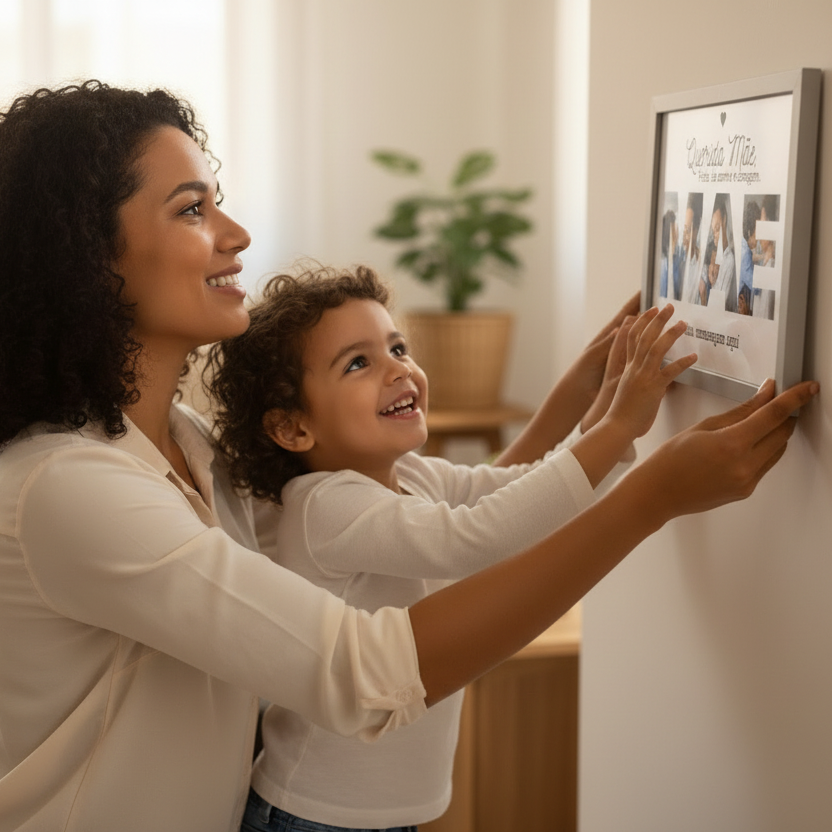 Quadro MÃE Personalizado com Foto 21x29,7 cm | Com Vidro | Preto, Branco ou Prata