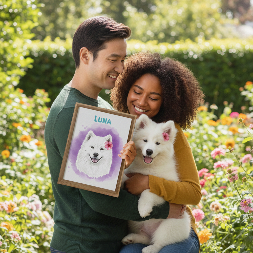 Retrato Personalizado de Pet 20x25 cm | Linha Madrid Prata ou Marrom