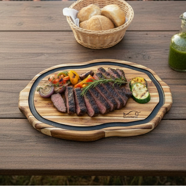 Tábua de Corte Rústica em Madeira Nobre Churrasco 40x26 cm