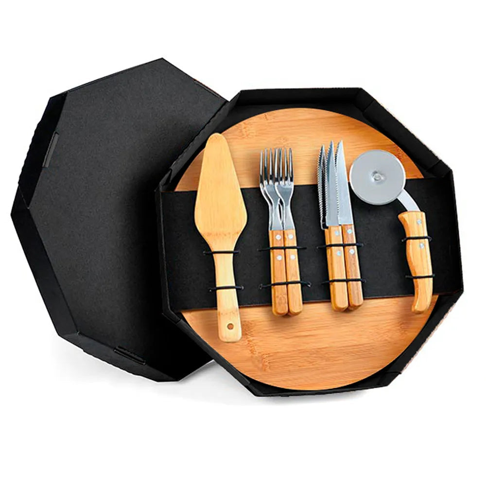 Conjunto para Pizza em Bambu 35 cm com 11 Peças
