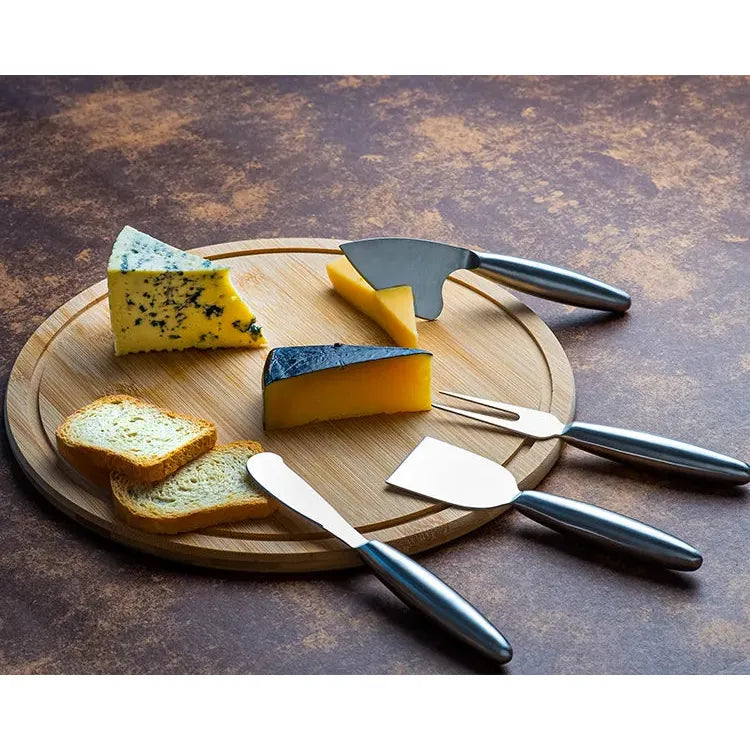 Conjunto para Queijo Presente em Bambu e Inox | 5 Peças
