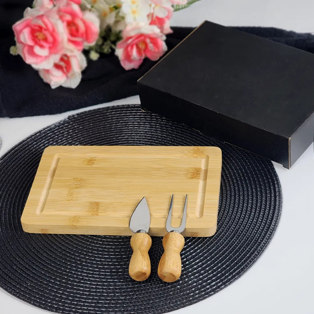 Conjunto para Queijo Presente em Bambu e Inox | 3 Peças