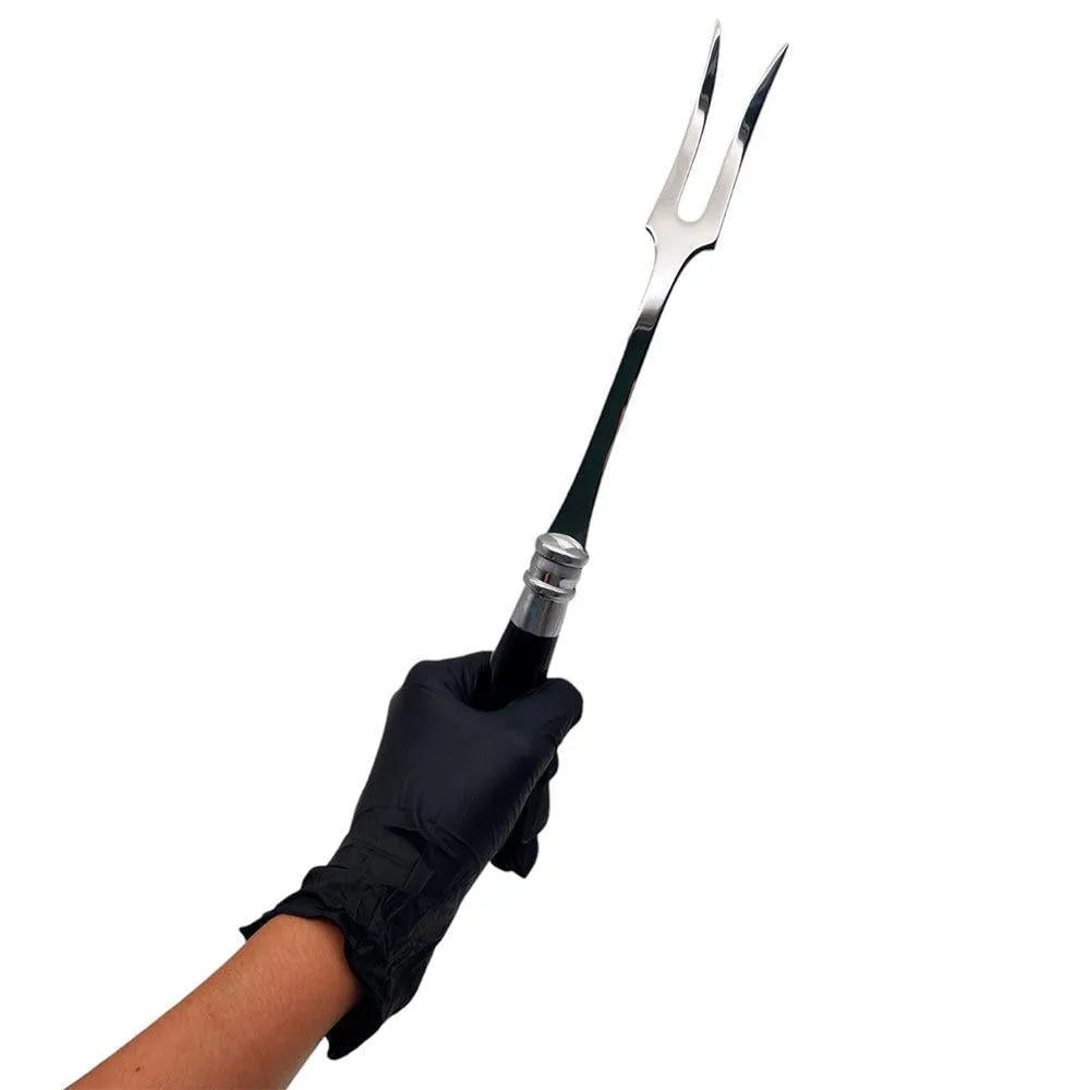 Conjunto Garfo Trinchante e Faca 7" Cabo em Chifre com Estojo em Madeira
