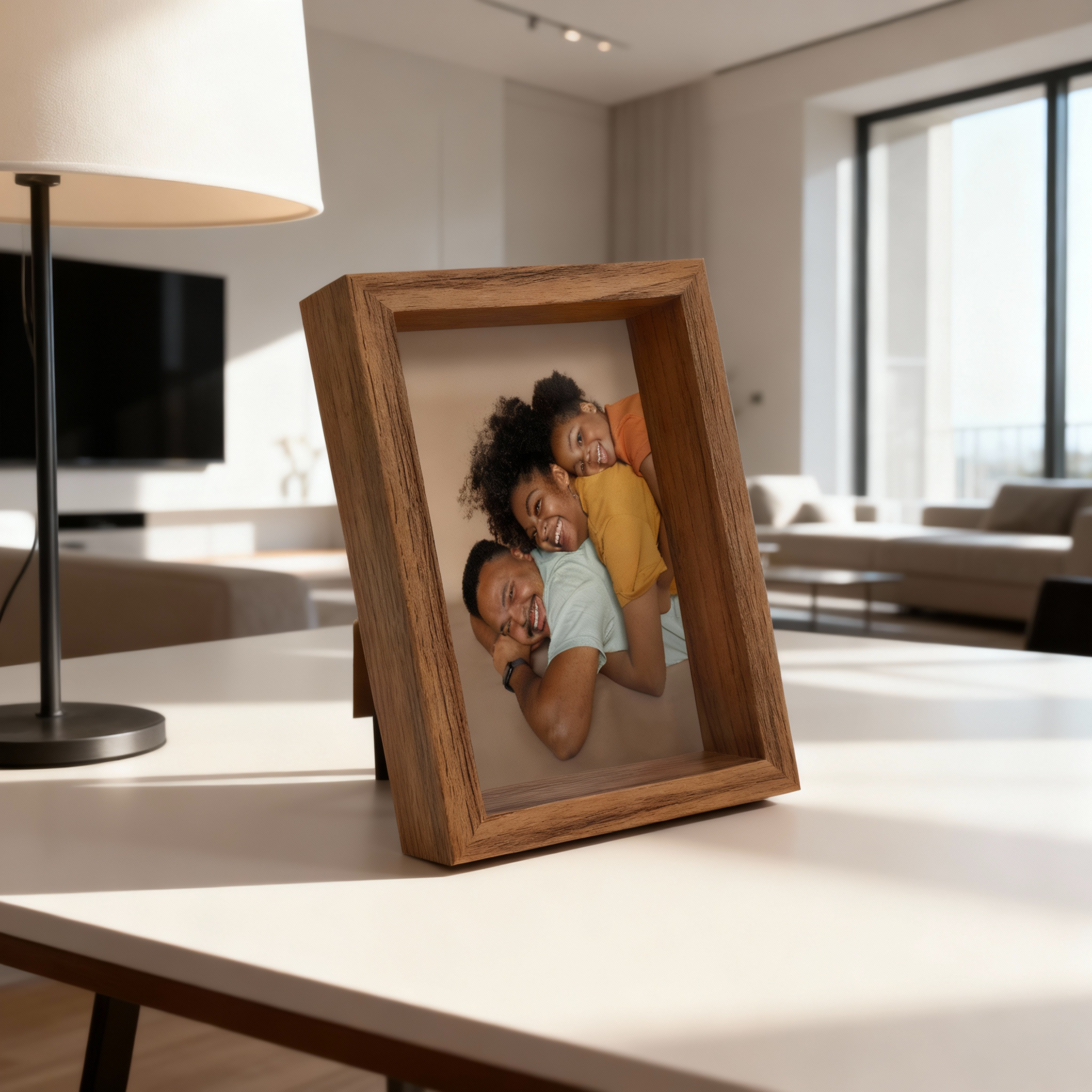 Porta Retrato Vertical 10X15cm Personalizado c/ Vidro em Madeira Moderna Preto/ Marrom/ Maple