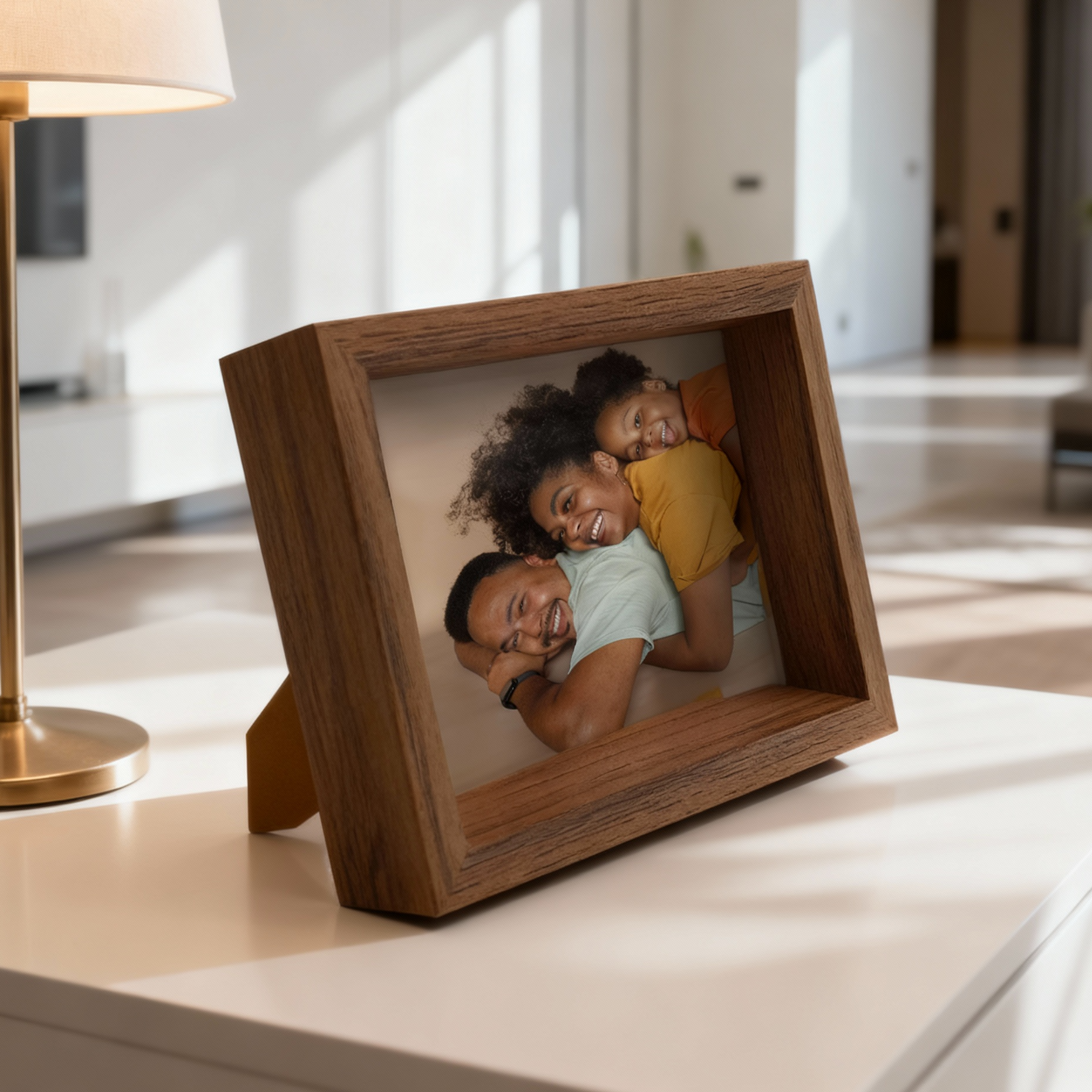 Porta Retrato Vertical 10X15cm Personalizado c/ Vidro em Madeira Moderna Preto/ Marrom/ Maple - HORIZONTAL