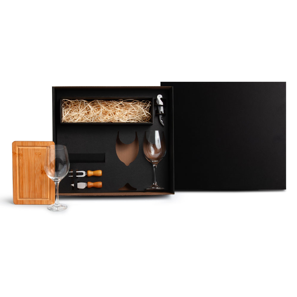 Kit Queijo e Vinho Presente | 6 Peças em Bambu e Inox