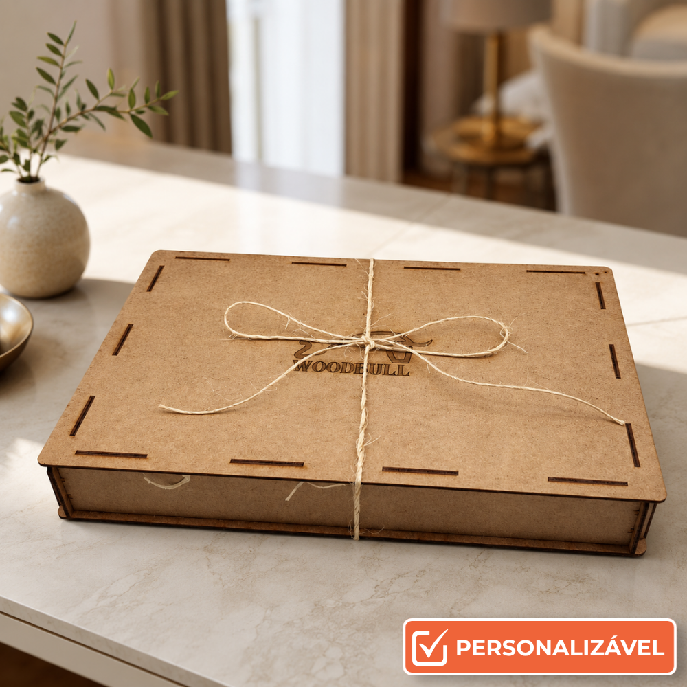 Caixa Para Presente Personalizada Madeira MDF 50x33x7 cm