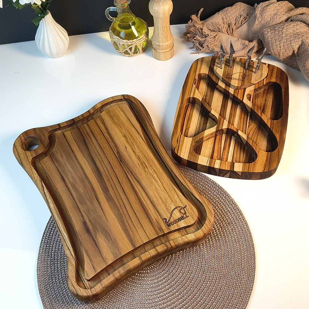 Kit com Tábua de Corte + Petisqueira  c/ 4 Garfos p/ Petiscos