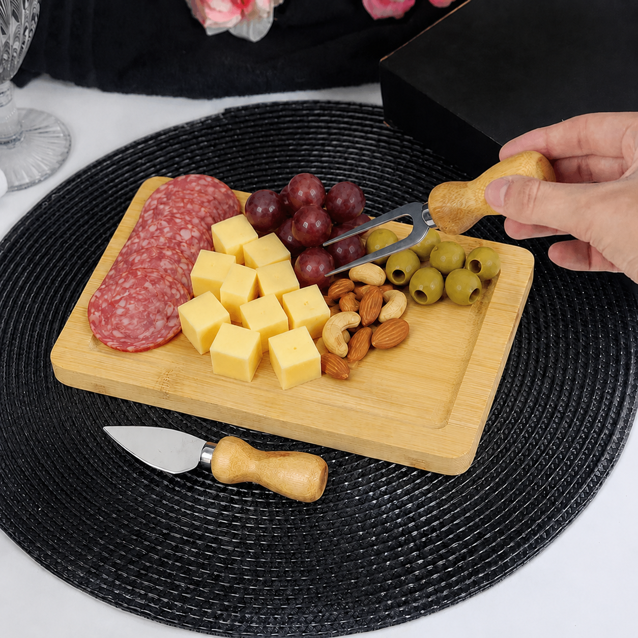 Conjunto para Queijo Presente em Bambu e Inox | 3 Peças