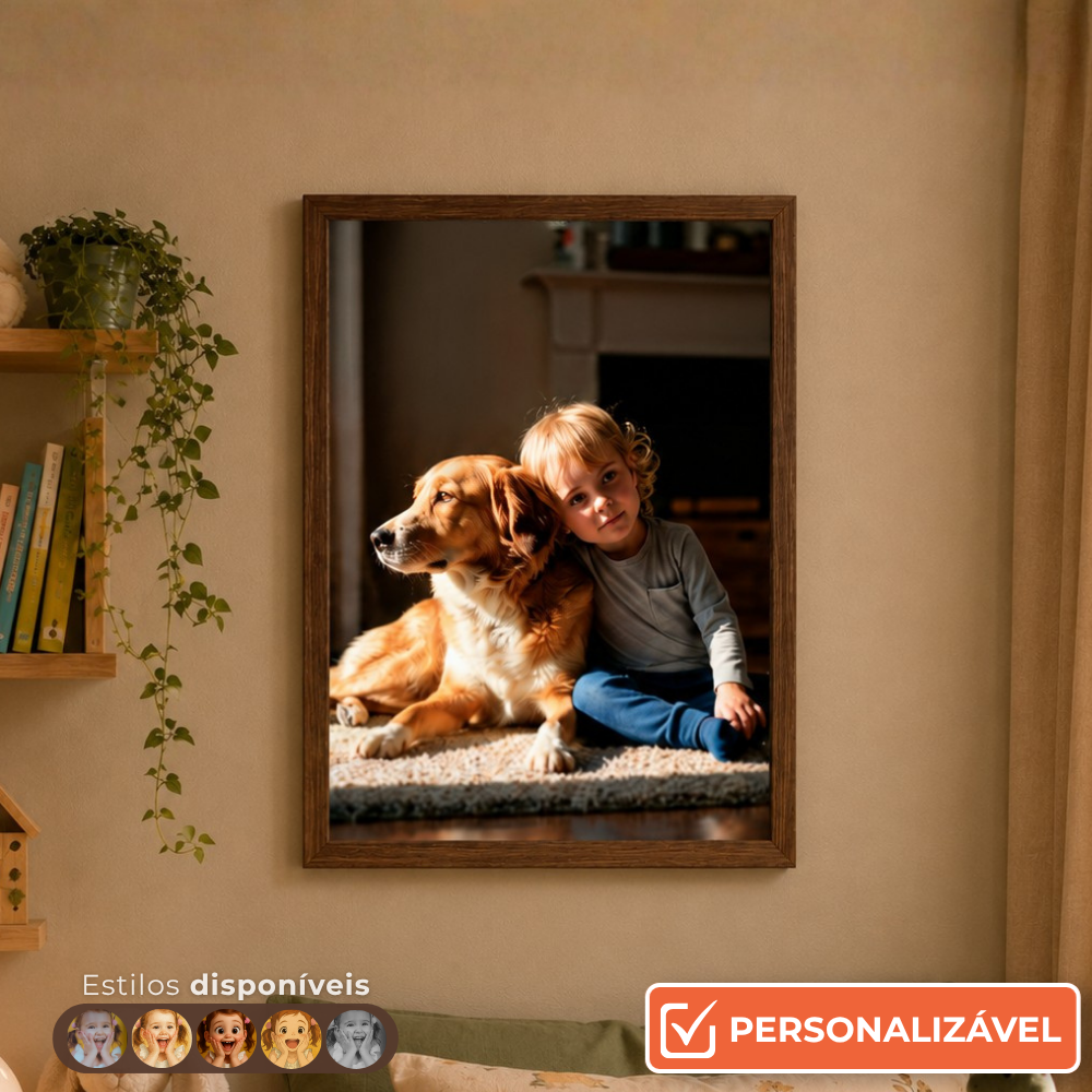 Moldura Personalizada com Foto 29x7x42cm | Com Vidro  |  Chanfrada Inclinada