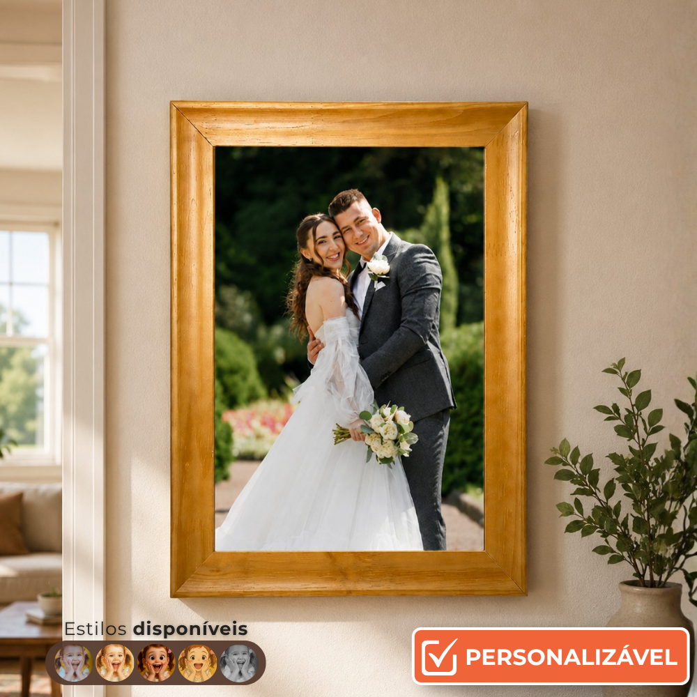 Moldura Personalizada com Foto 29x7x42cm  | Envernizada| Com Vidro  | Mel
