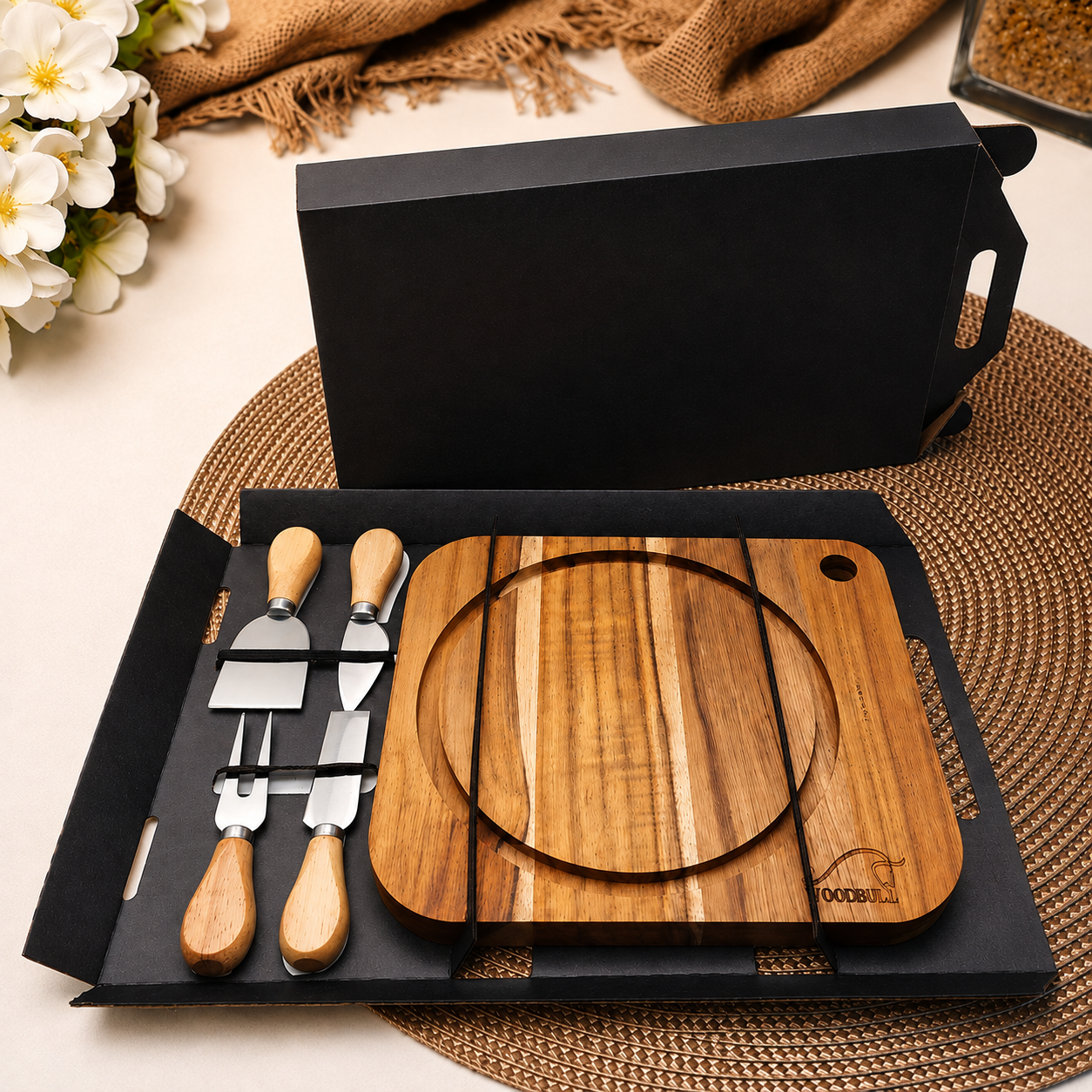 Kit para Queijos e Petiscos com Tábua | Ideal para Presentear