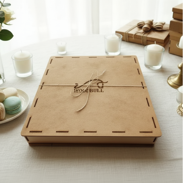 Caixa Para Presente Personalizada Madeira MDF 43 x 43 x 7,5cm