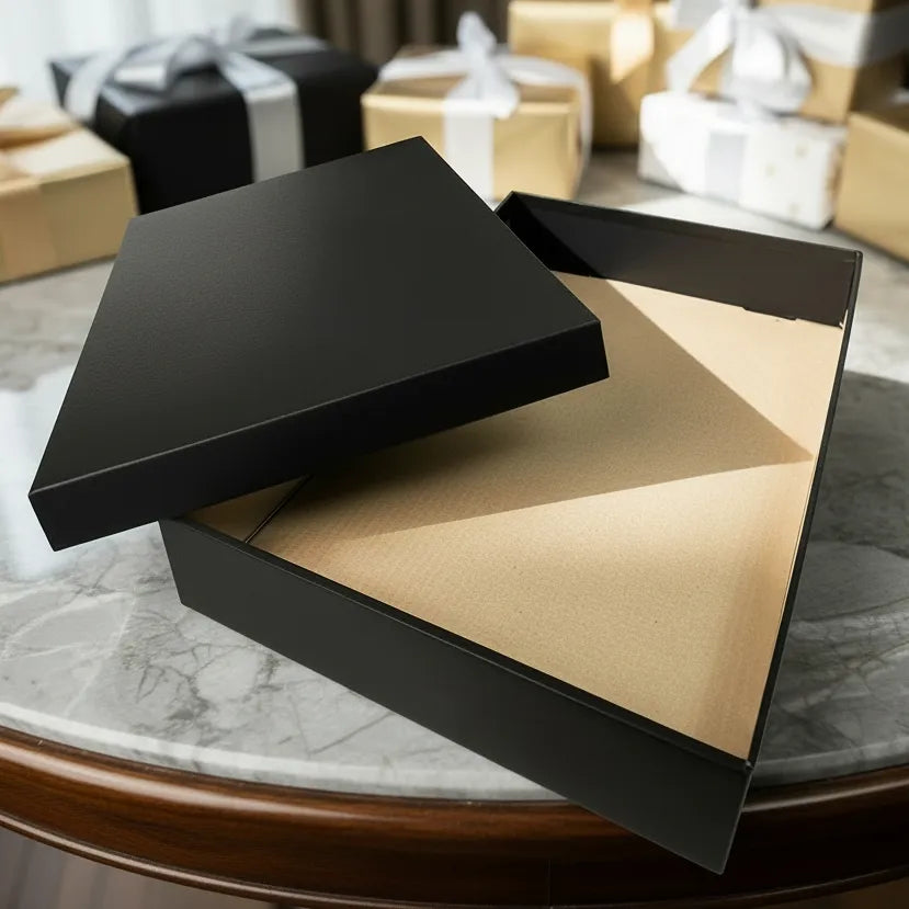 Caixa de Presente Premium Preta WOODBULL | Embalagem Elegante para Kits e Presentes